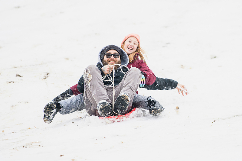 Purdue students in snow