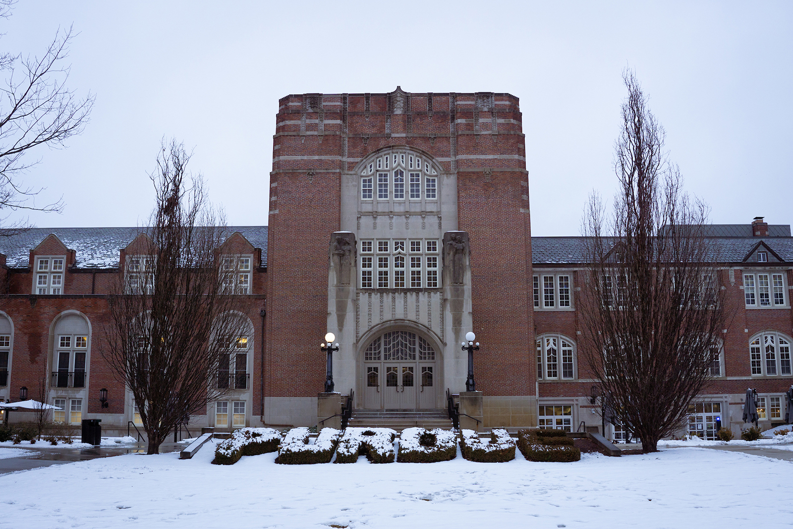 Exterior Purdue Memorial Union with snow