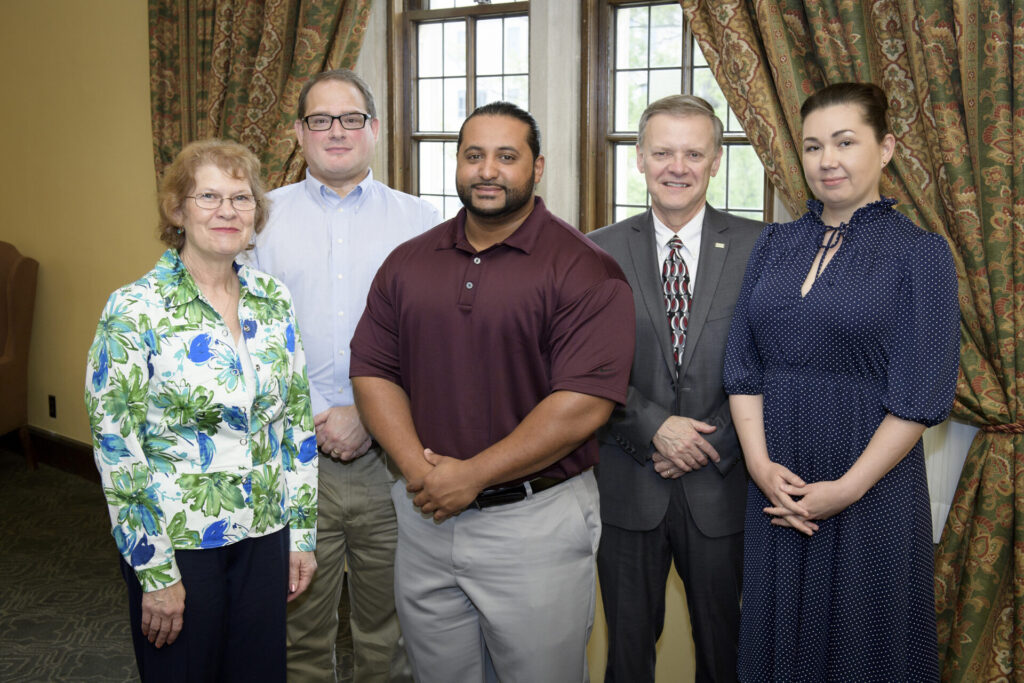Recipients of the 2016 Walk the Talk award: (from left) Barbara Romines, William Crum, Omar Diaz, Michael Mick and Rachel Rayburn. Not pictured: Kaliey Wieringa.