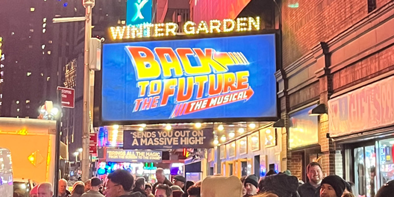 A photo of the back to the Future convocation sign in New York